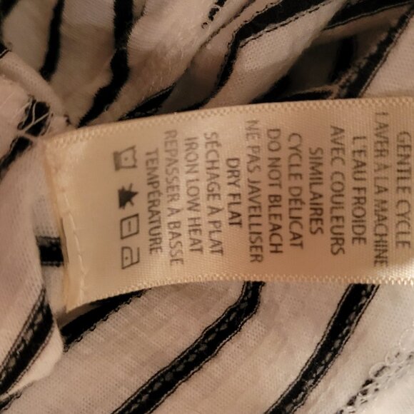 Max Studio Sleeveless Tee Blouse Top Women’s L White Black Striped Tied - Picture 5 of 6